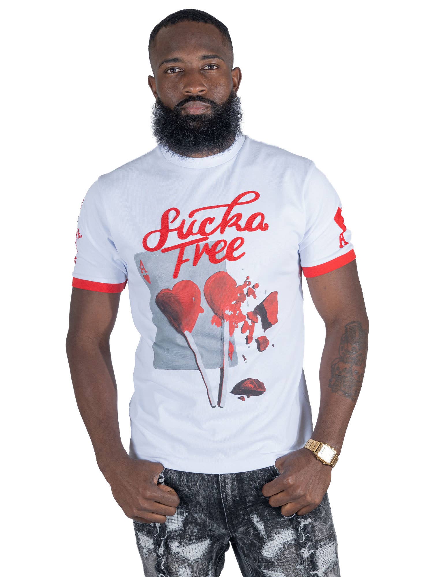 Wholesale F163 SUCKER FREE LOVE TEE - WHITE for your store