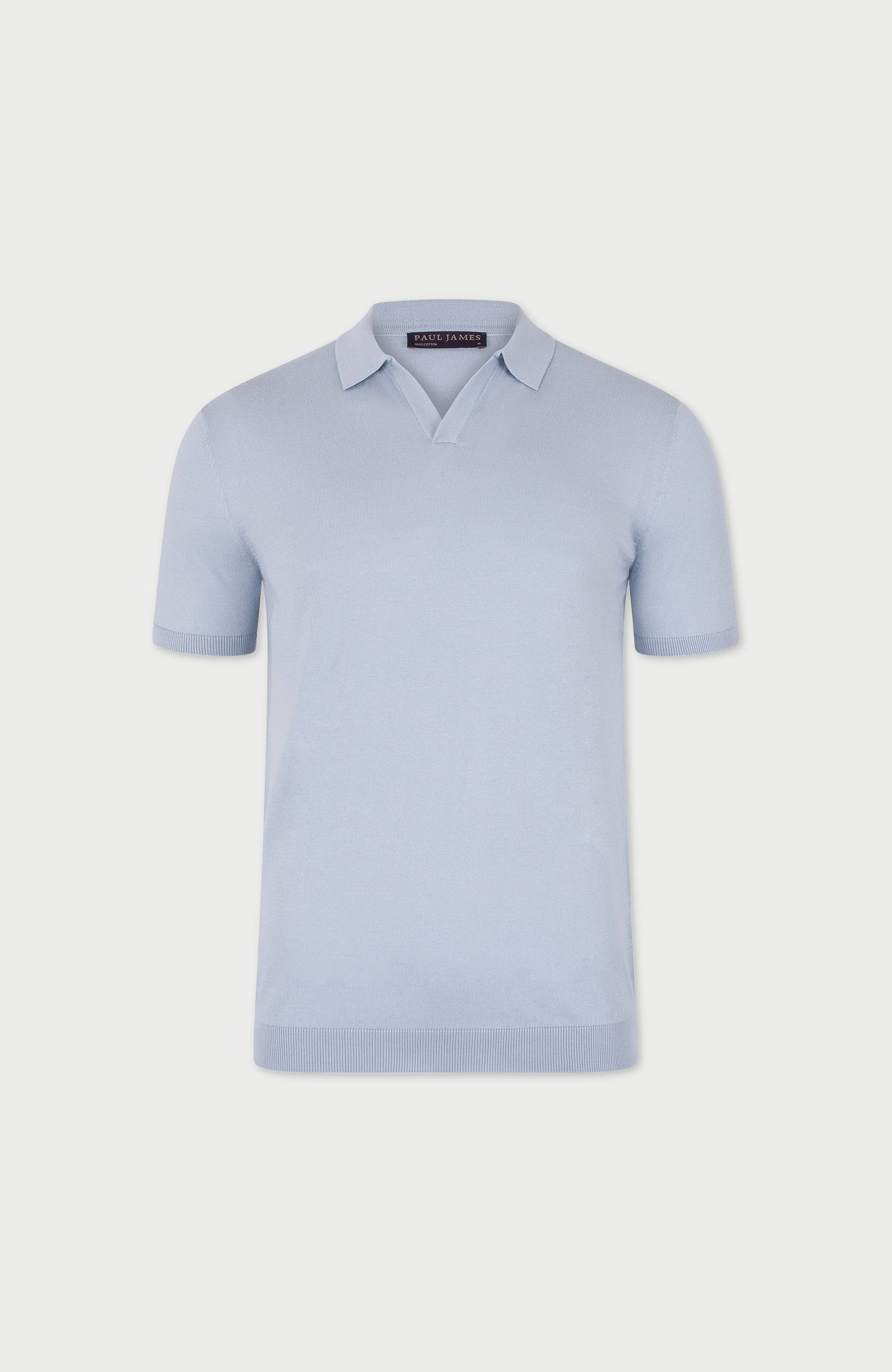 Paul James Knitwear – wholesale Polo – Men’s – Mens Ultra Fine Cotton Buttonless Polo Shirt6