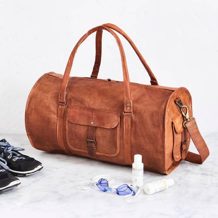 Round Leather Duffel Bag for wholesale by Vida Vida