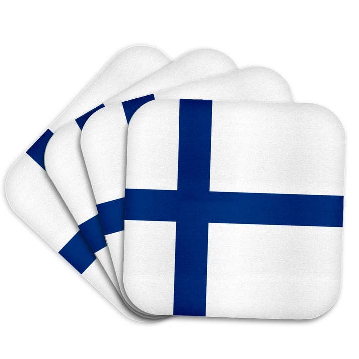 3dRose – Großhandel Untersetzer – 3dRose, Flagge von Finnland - Finnisches blaues Nordisches Kreuz auf weiß - Skandinavisches Kreuz - Europa Skandinavien Welt, Untersetzer7