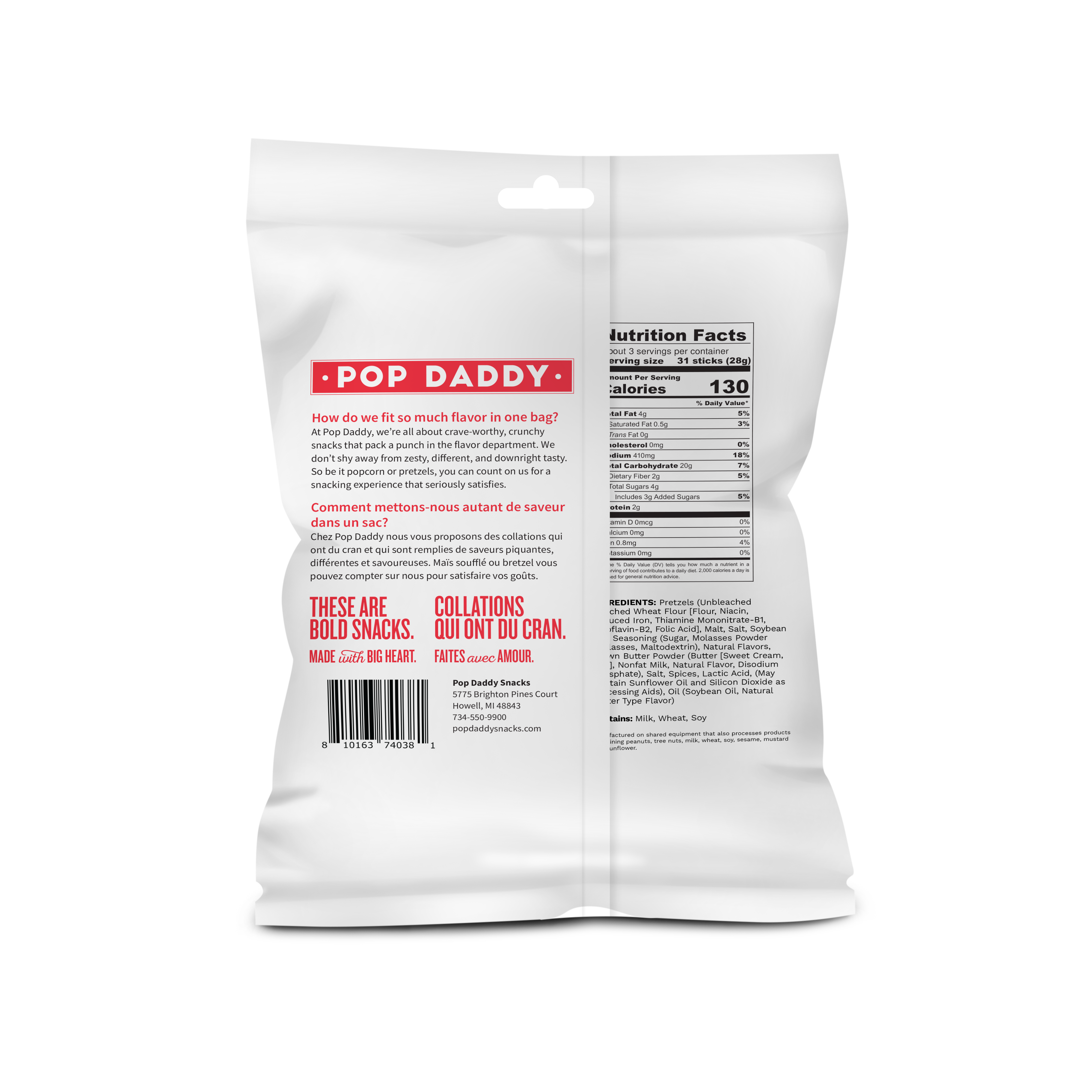 Pop Daddy Snacks - Vente Bretzels - Bretzels assaisonnés au sirop d'érable et au beurre noisette 85 g1