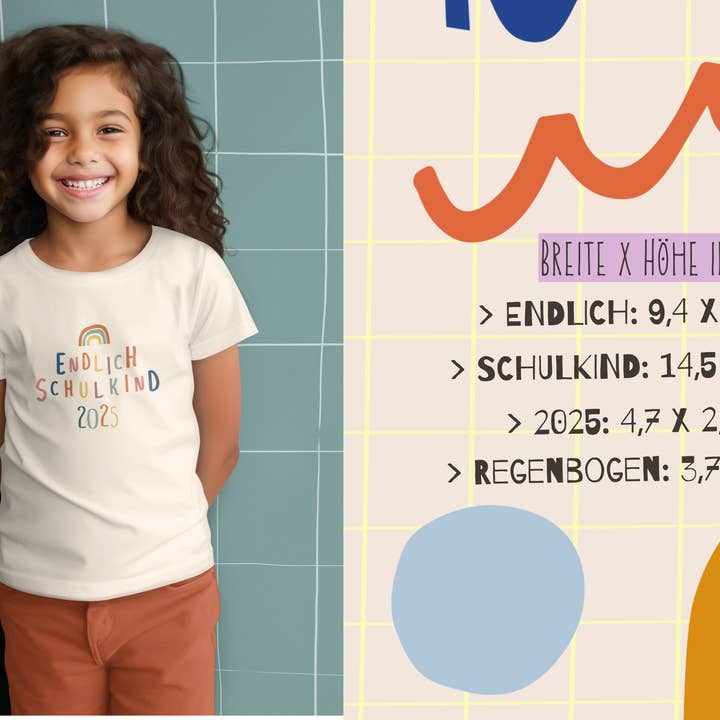 Modern Kids Art - Wholesale DIY Craft Kit - Iron-on transfer "Finally a Schoolchild 2025" Rainbow1