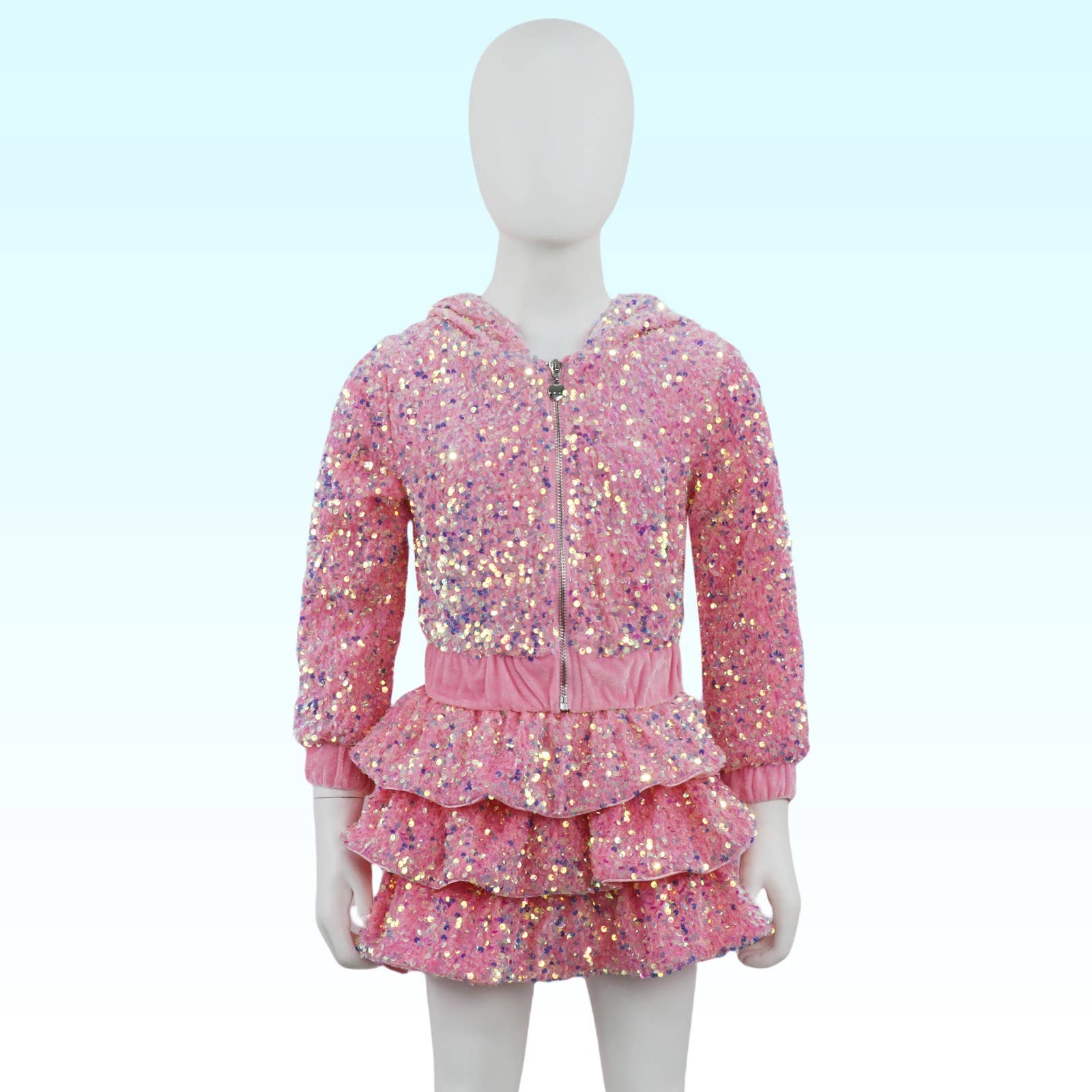 Ellie and Mila - Venta al por mayor Conjunto de camiseta y pantalón - Niños - Conjunto de dos piezas rosa con lentejuelas3