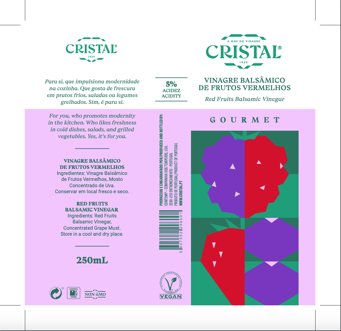 Vinagres Cristal Gourmet - Wholesale Vinegar - GOURMET RED FRUIT BALSAMIC VINEGAR - 250ML1