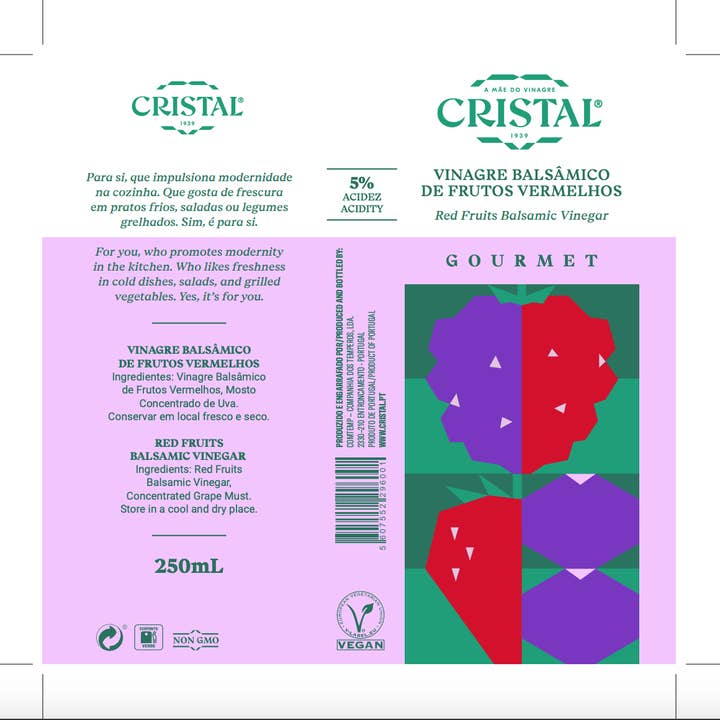 Vinagres Cristal Gourmet - Wholesale Vinegar - GOURMET RED FRUIT BALSAMIC VINEGAR - 250ML1