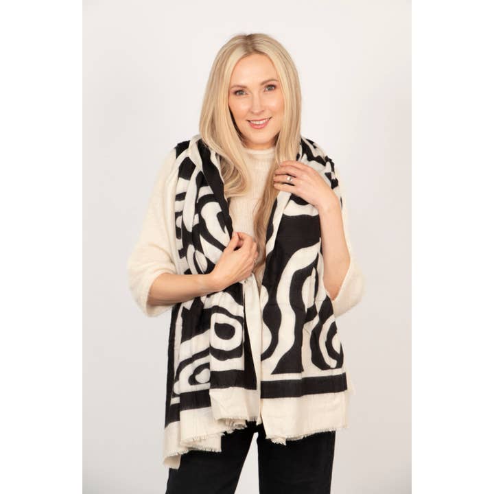 Sarta Accessories - Wholesale Scarf - Women's - Aston Lightweight Scarf - Cream, Abstract