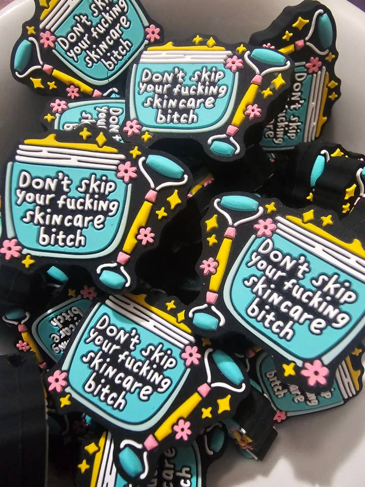 1 pc - Don't Forget Your F*cking Skincare Silicone Focal Bead for wholesale by MadiLind's Crafting Corner, LLC