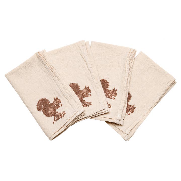 Red Squirrel Cloth Napkins - set of 4 for wholesale by Cinder + Salt