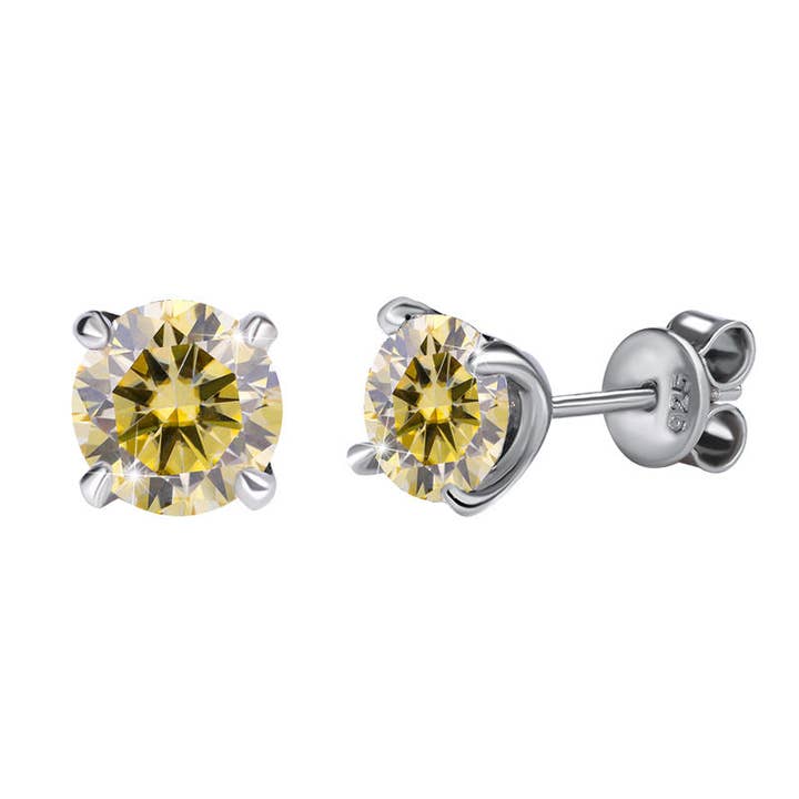 Perimade & Co. LLC - Wholesale Stud/Post Earrings - Color Moissanite Wedding Stud Earring in 925 Sterling Silver9