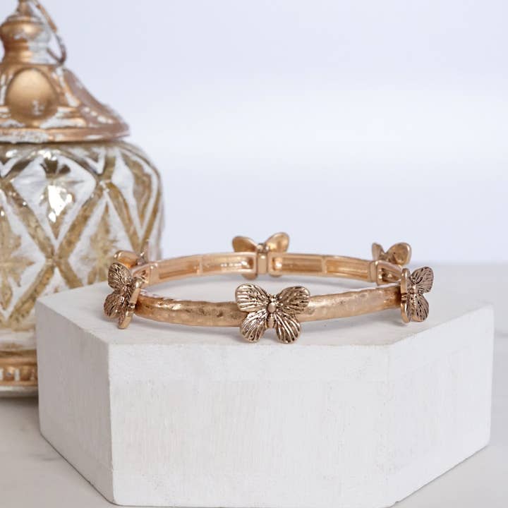 PennyLine inc - Wholesale Bangle Bracelet - Boho Butterfly Bangle – Worn Silver or Gold Tone