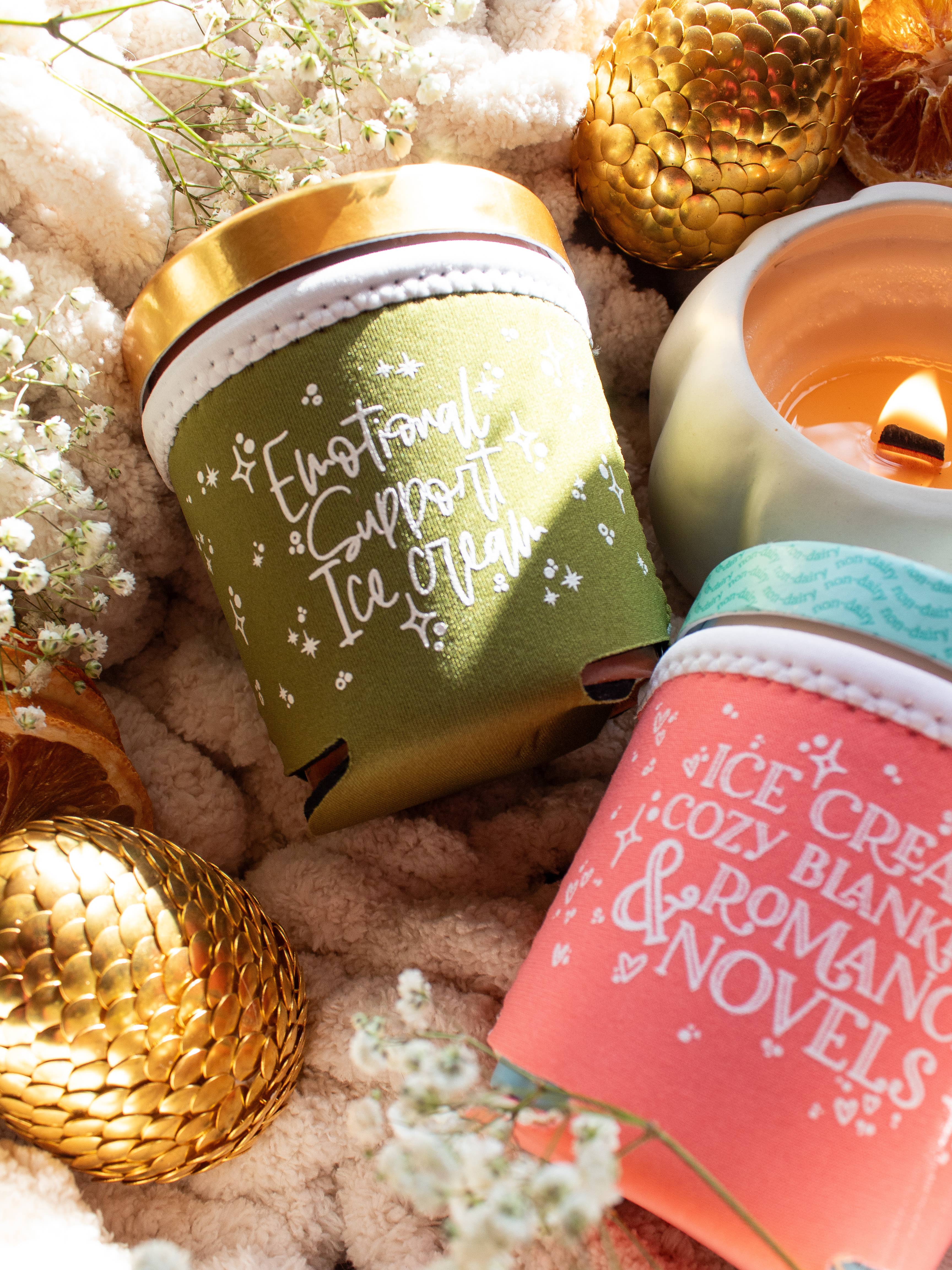 Meaggie Moos - Wholesale Drink Huggers & Koozies - Ice Cream Pint Sleeve | Emotional Support Ice Cream | Green8