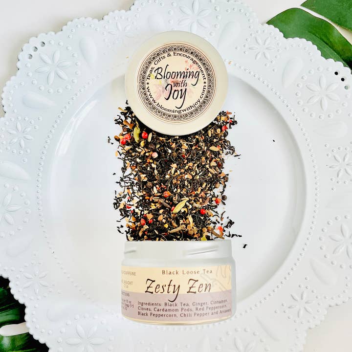 Zesty Zen A Hot Sauce Black Chai Loose Tea for wholesale by Blooming With Joy Tea Co.