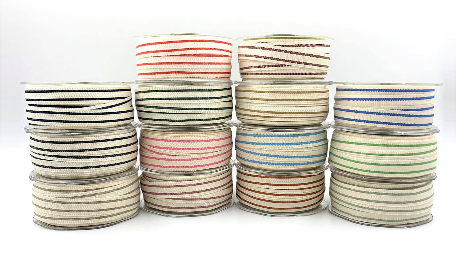 May Arts Ribbon – Engroshandel Bånd – 5/8 „vævet bomuld mørk marineblå dobbelt striber bånd1