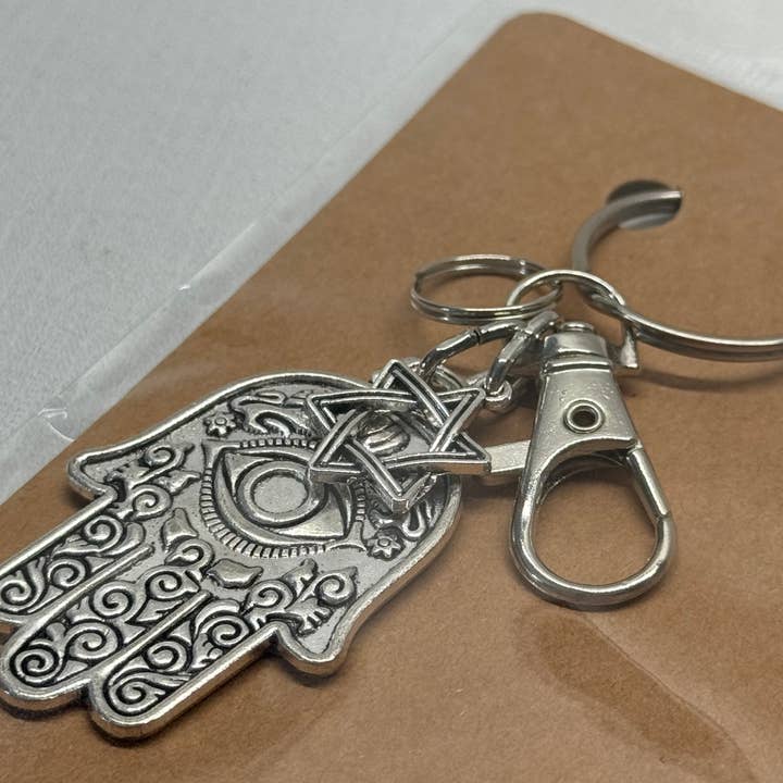 JEWISHJOY.co - Venta al por mayor Llavero - Unisex - Llavero Evil Eye/Estrella de David Hamsa | JUDAICA