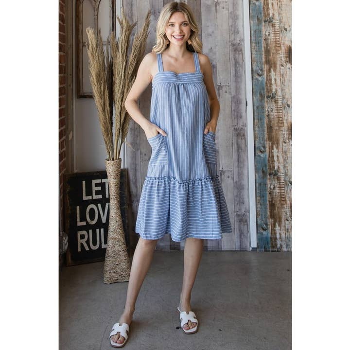 Veveret - Wholesale Dress - Women's - Striped Sundress Dress