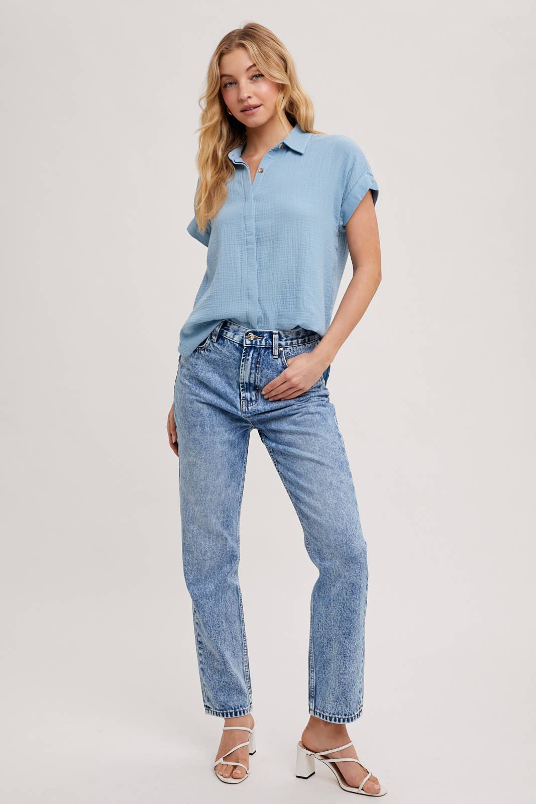 Bluivy – Großhandel Hemd mit Button-down-Kragen – Damen – Essentielles Baumwollhemd mit Knopfleiste77