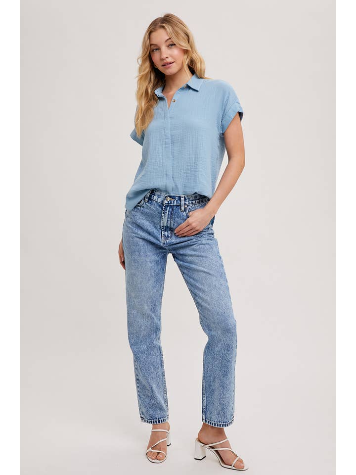 Bluivy – Camisa com botões no colarinho – Mulher por atacado – CAMISA ESSENCIAL BOTÃO UP ALGODÃO77