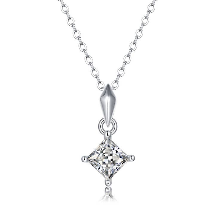 PENDENTIF À TIGE MOISSANITE 1 CT PLAQUÉ RHOSIUM S/S (MS3589) pour la vente par Genevive