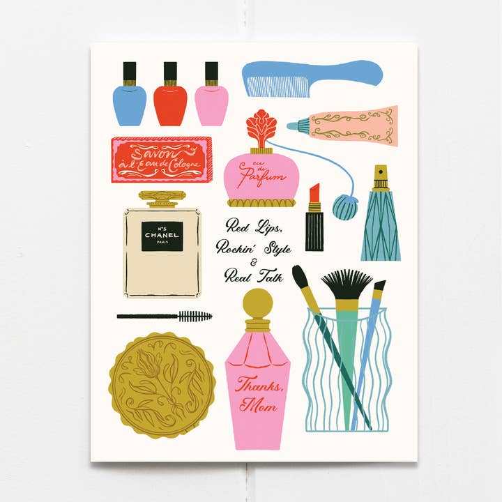 Röda läppar, rockig stil och äkta snack. Tack, mamma. för wholesale av Olive & Company