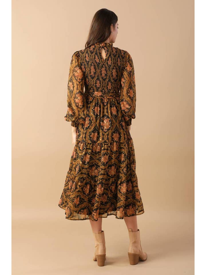 Black A printed woven midi dress - ID21816 for wholesale on Faire