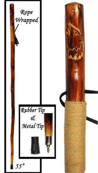 Wholesale Natural Hardwood 55 Hiking Poles w Strap and Animal Carving for  your store - Faire