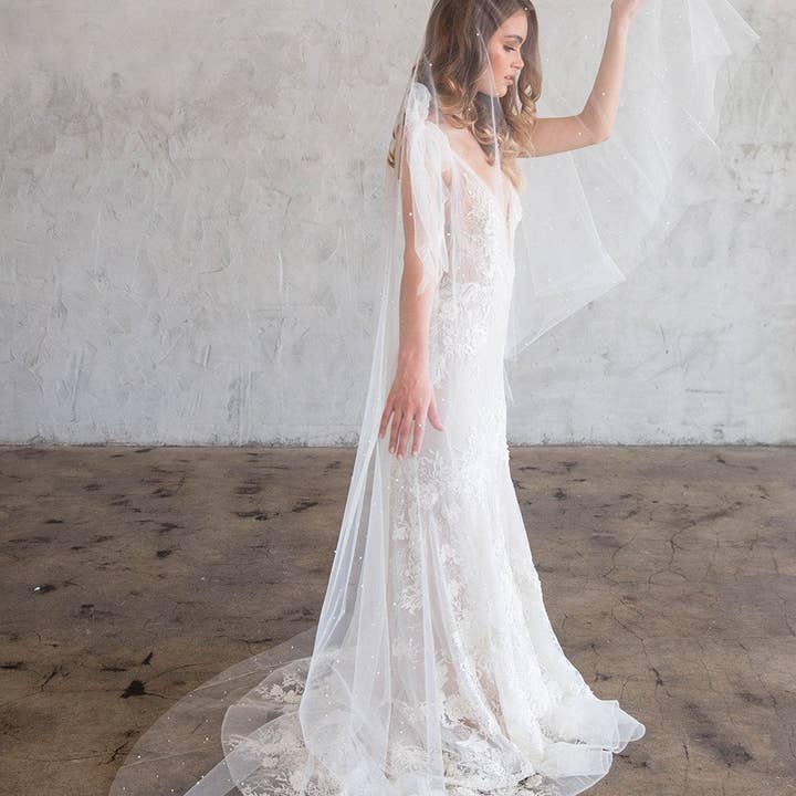 Brides & Hairpins - Wholesale Veil - Women's - DARCY CHAPEL DOUBLE VEIL - WITH SCATTERED PEARLS5