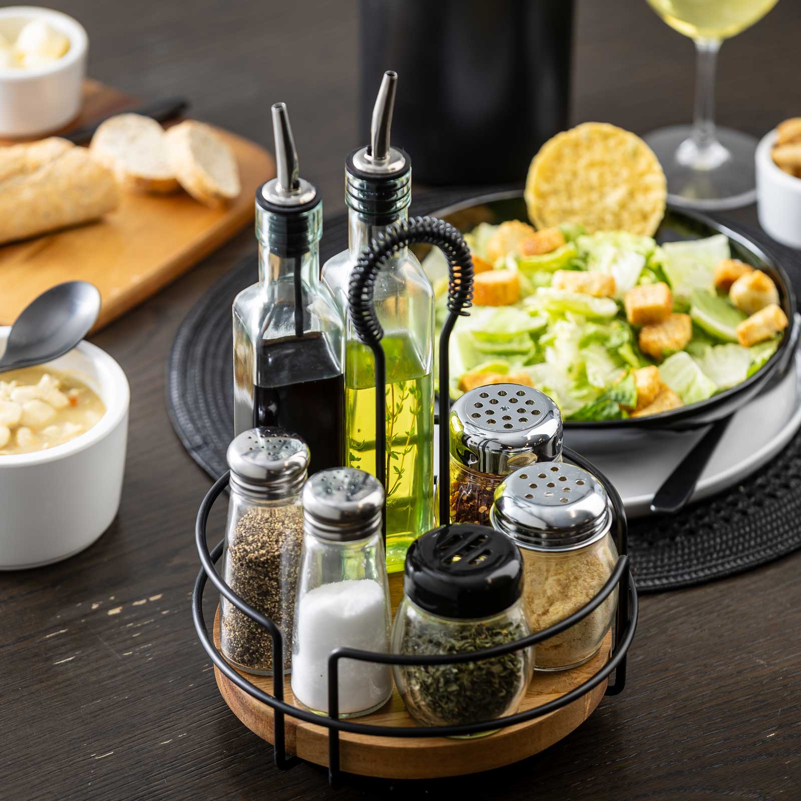 TableCraft Products Company - Wholesale Condiment/Dip Bowl - Round Rotating Tabletop Caddy, 8.5" dia x 10.5" height8