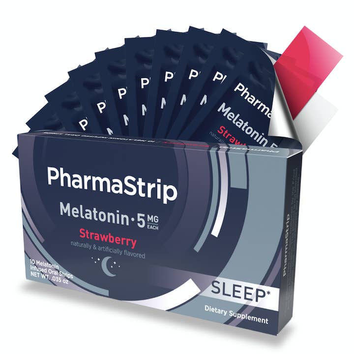 Bandes sublinguales à la mélatonine à la fraise Pharmastrip (10 CT) pour la vente par PharmaStrip USA