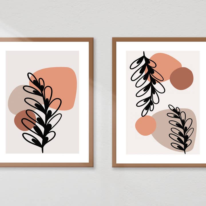 Conjunto de 2 estampas Scandi - estilo A, pôster, decoração de casa, folha por atacado de UK Print Studio