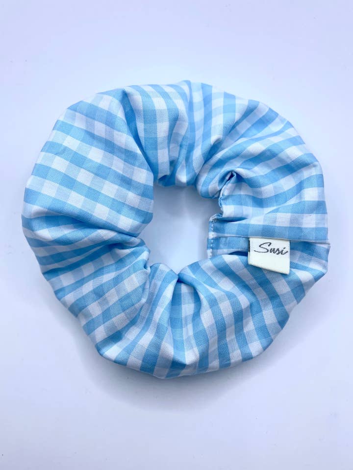 Scrunchie Pastel Blue Plaid for wholesale by Sustainable Susi