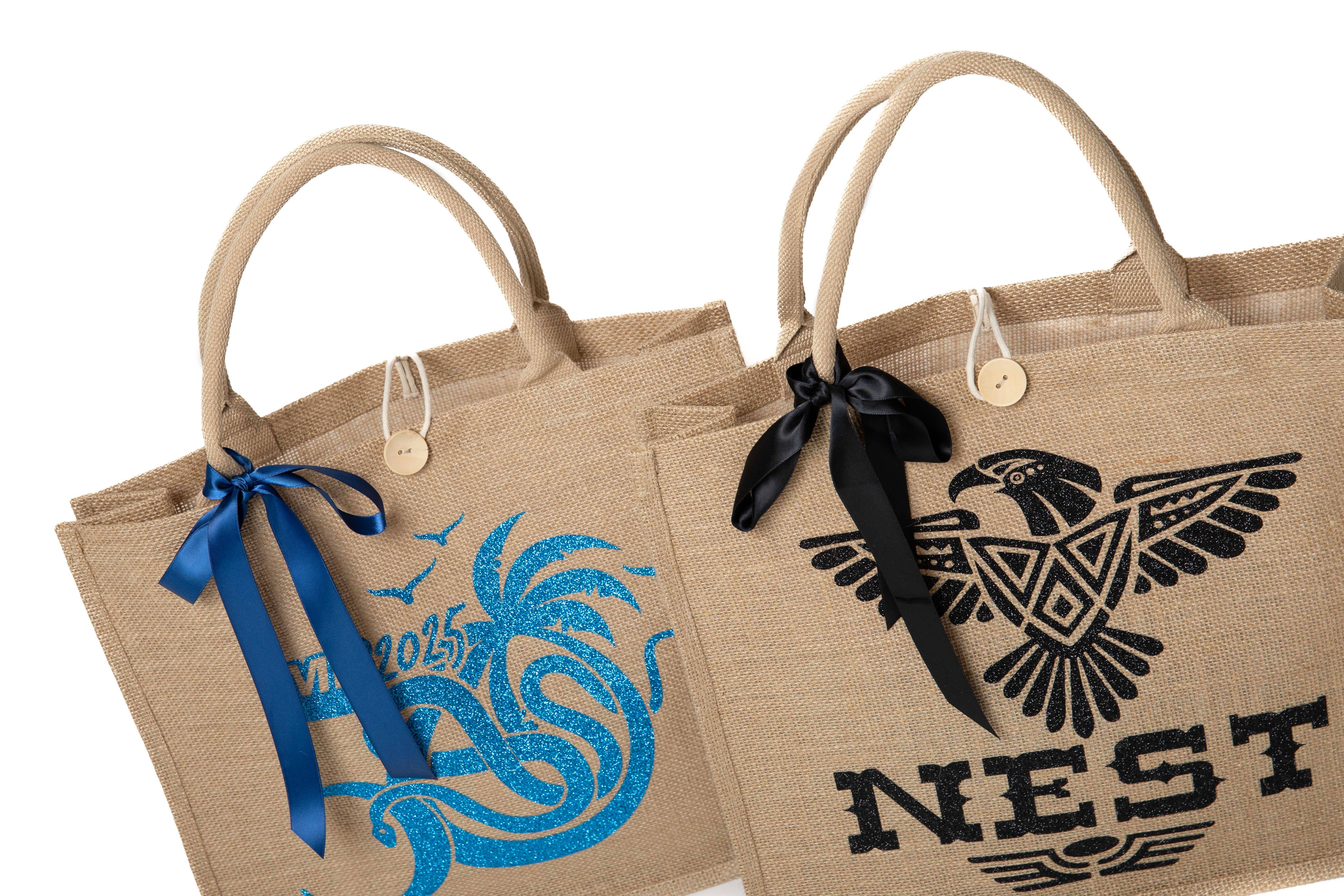 Sisters G Kids - Wholesale Gift bag - Custom Logo Jute Tote Bag with Bow – Wholesale Eco Gift Bag 7