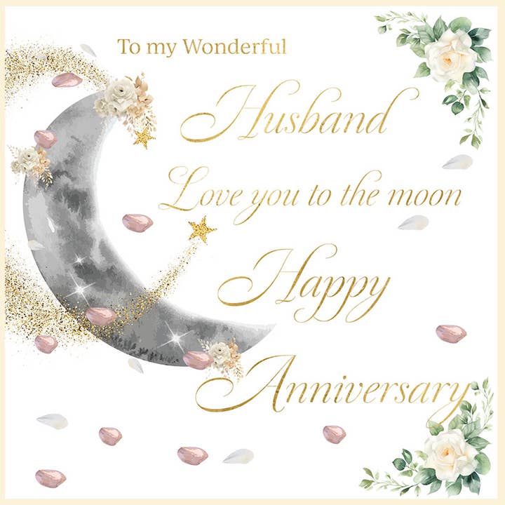 Tillykke med jubilæet - Mand elsker dig til månen Stor størrelse for engroshandel hos Rush Design Ltd