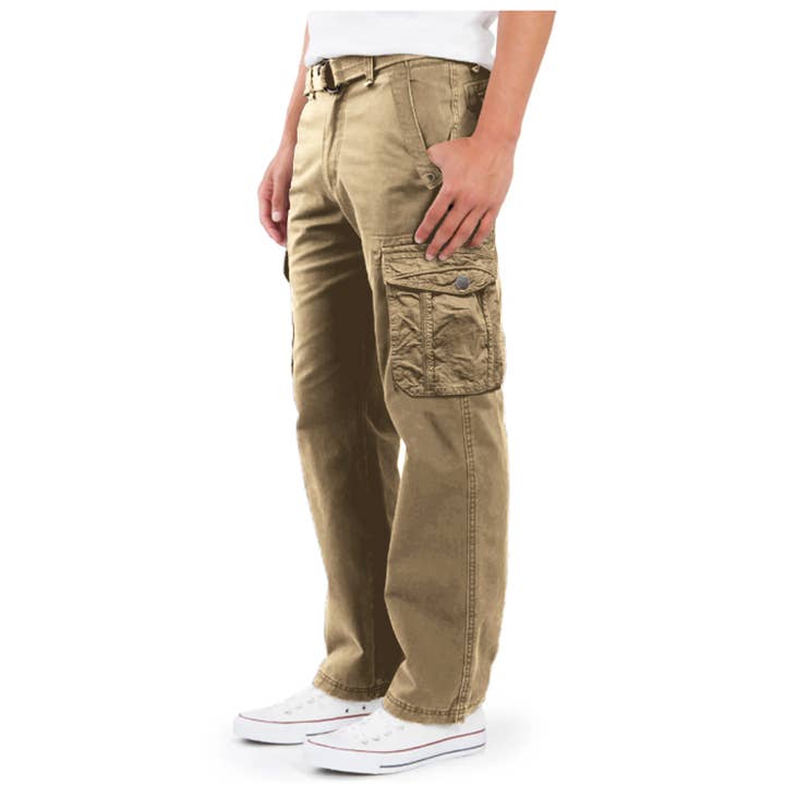 Galaxy By Harvic - Wholesale Pants - Men's - Blu Rock Men's Cotton Cargo Belted Utility Pants