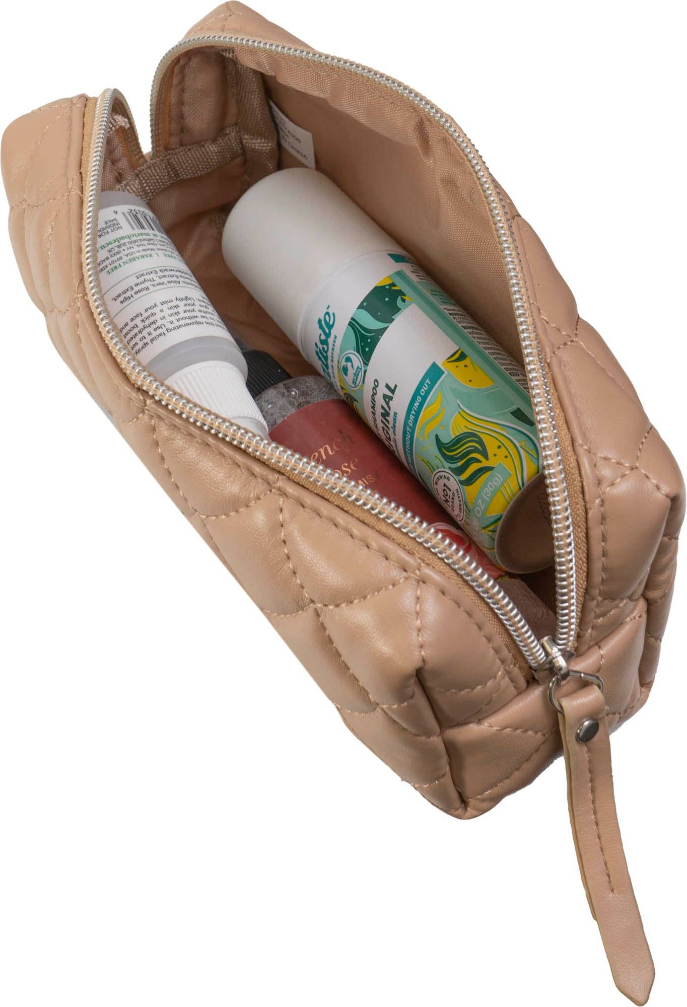 Magid - Wholesale Makeup/Cosmetic Bag - Joan & David Scallop Diamond Quilted Faux Leather 4-Piece Clear Cosmetic Bag Set18