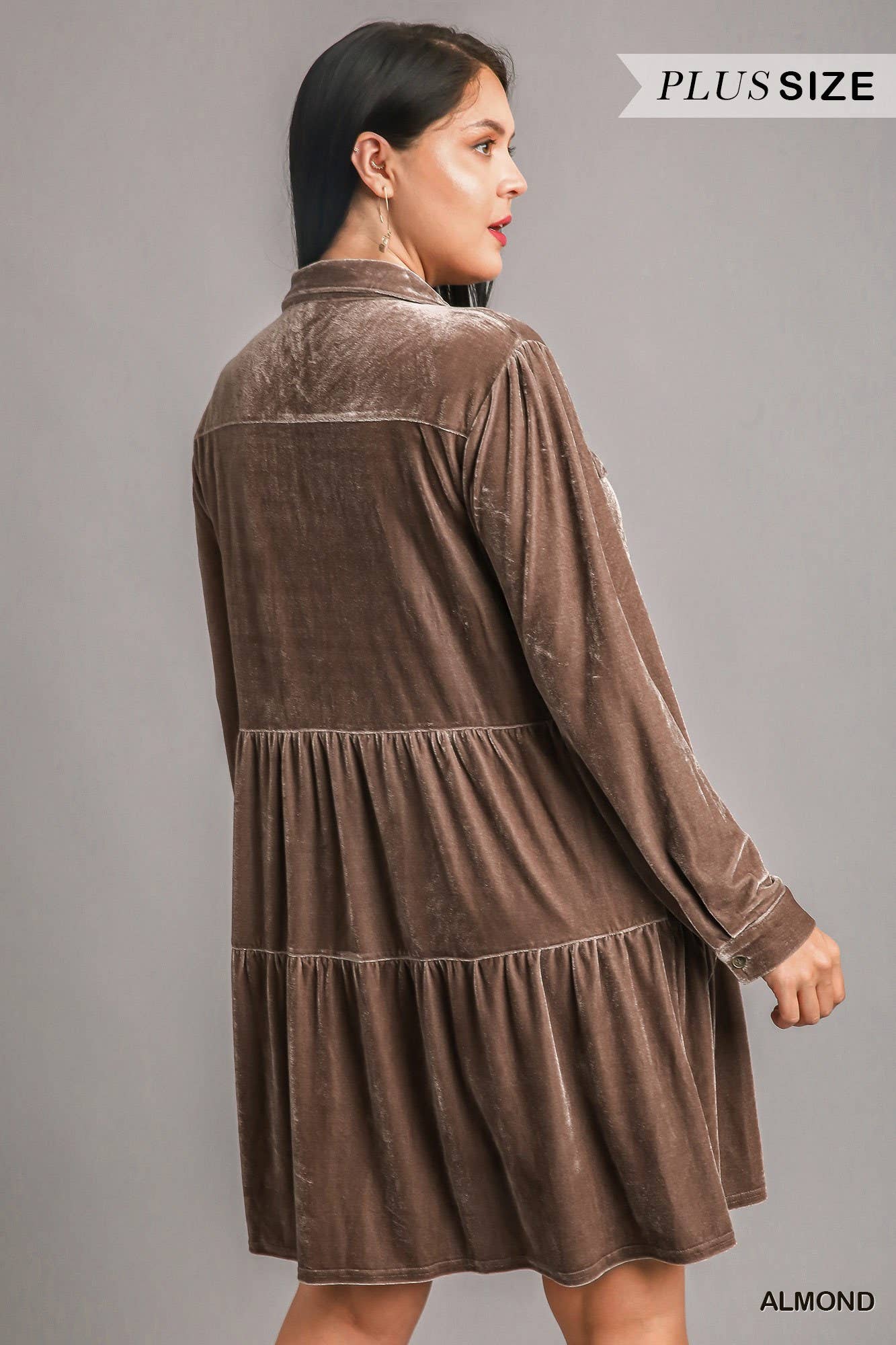 Plush Looks - Wholesale Dress - Women's - Velvet Button Down Dress12