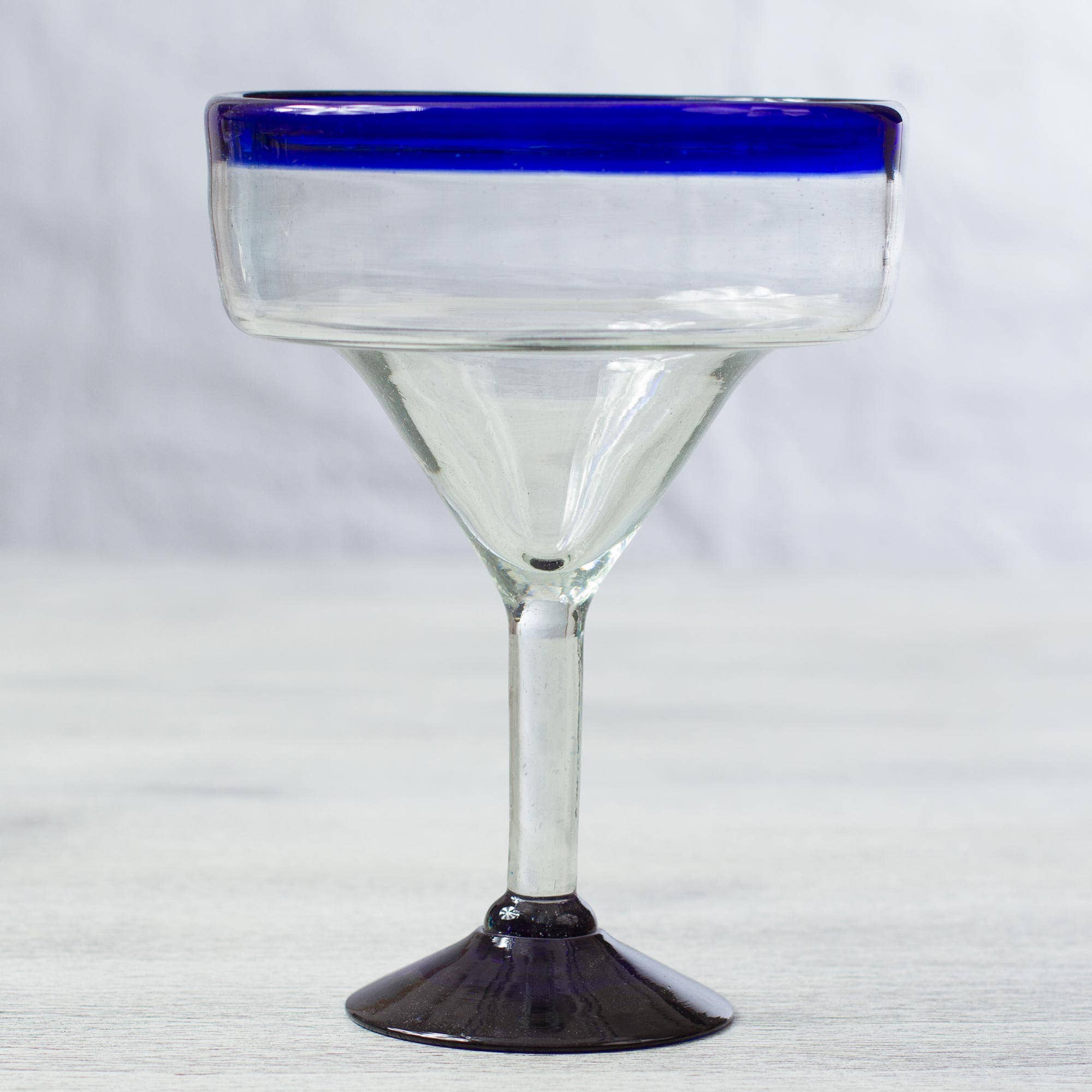 NOVICA - Wholesale Cocktail/Liquor Glass - Blown Glass Margarita Glasses Cobalt Contrasts' (Set Of 6)1