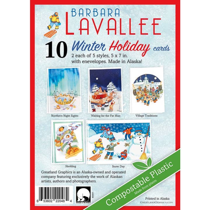 Barbara Lavallee Winter Holiday Card Pack (10) for wholesale by Greatland Graphics