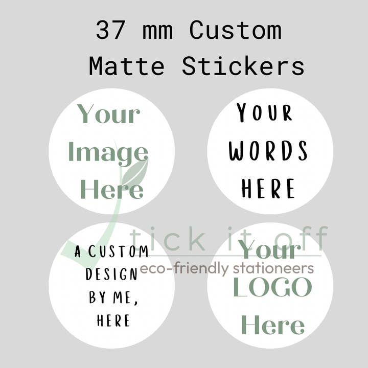 Logo/adesivi personalizzati, opachi per la vendita all'ingrosso da parte di Tick It Off