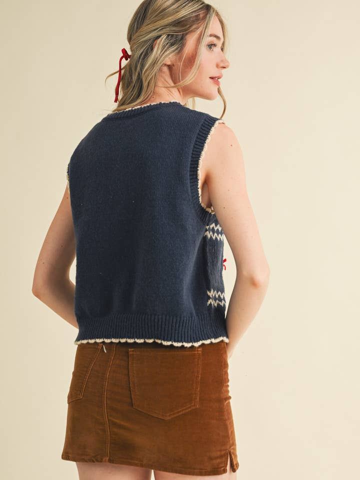 &MERCI - Wholesale Sweater Vest - Women's - TEDDY BEAR SWEATER VEST MSW1095626