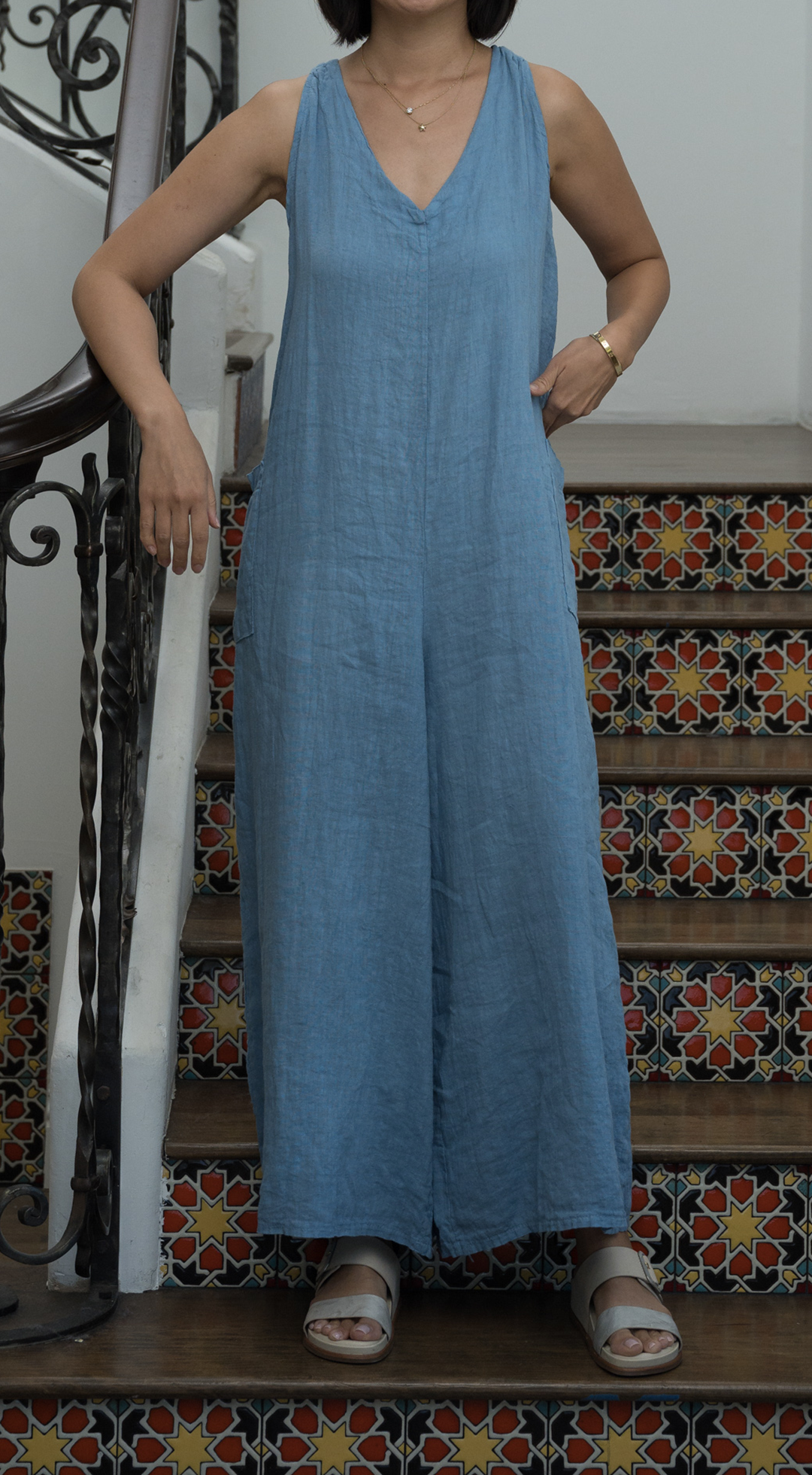 Merci Marie - Wholesale Jumpsuit - Women's - Linen Racer Back Jumper #197128