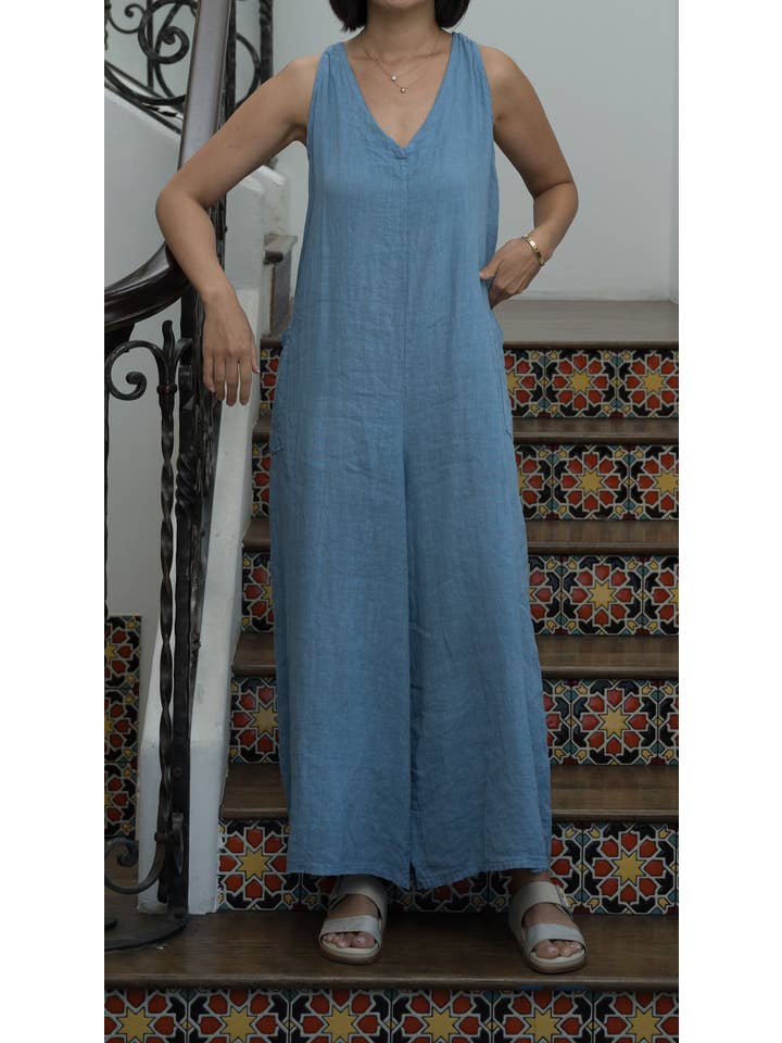 Merci Marie - Wholesale Jumpsuit - Women's - Linen Racer Back Jumper #197128