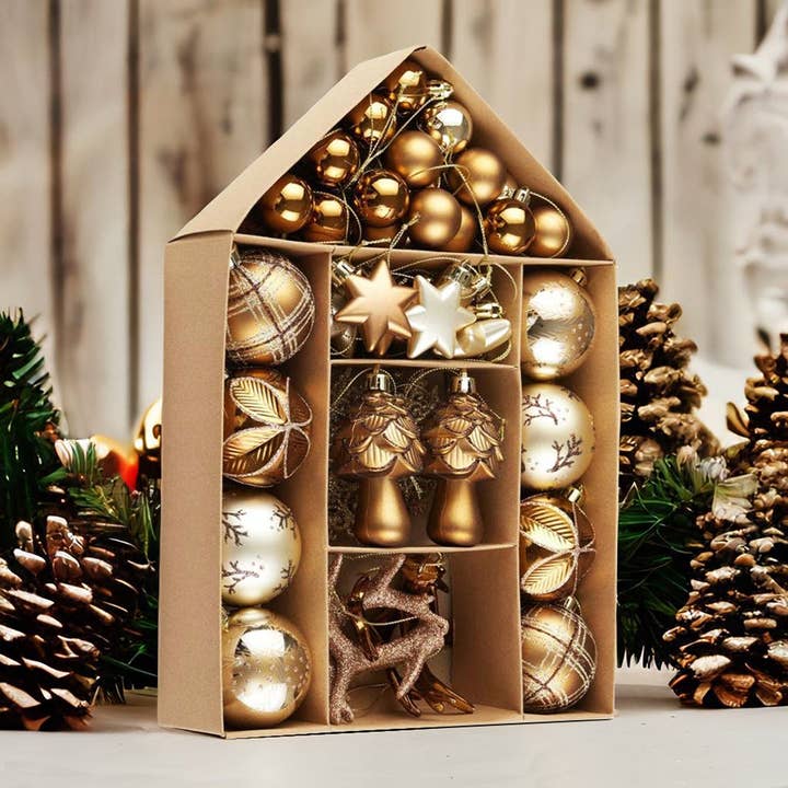 OrnamentallyYou - Vendita all'ingrosso Set di decorazioni - Grande set di palline natalizie ornamentali vintage Woodland