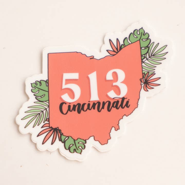 Cincinnati Jungle Botanical 513 Sticker for wholesale by Daisy Market Co. by Kelsey Haver Designs