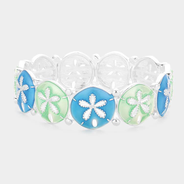 Sensibling Corp. - Wholesale Bangle Bracelet - Enamel Sand Dollar Stretch Bracelet