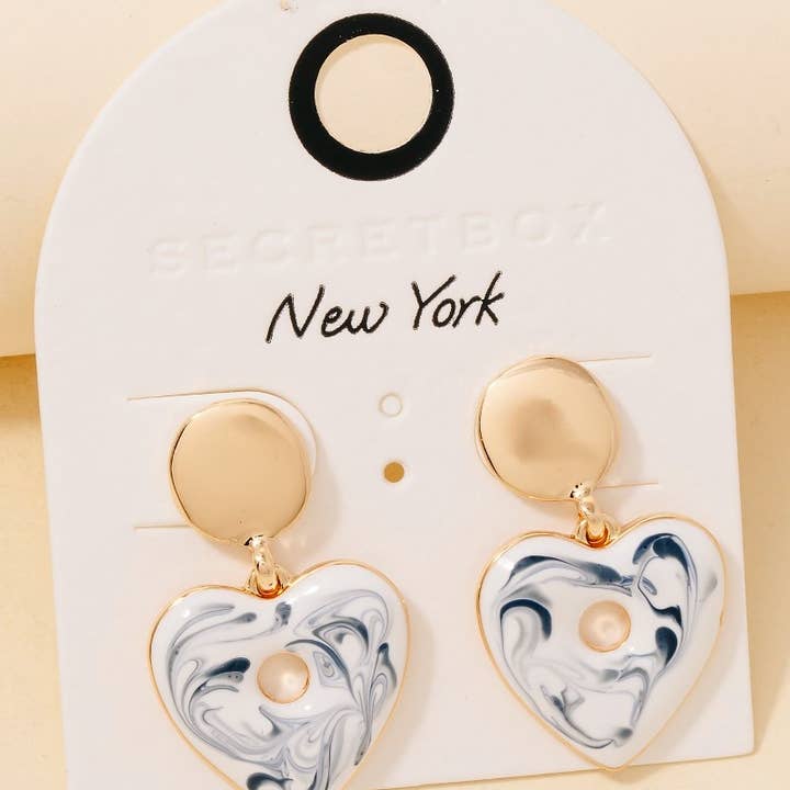 Blå keramiska hjärta Dingla Örhängen för wholesale av Anarchy Street