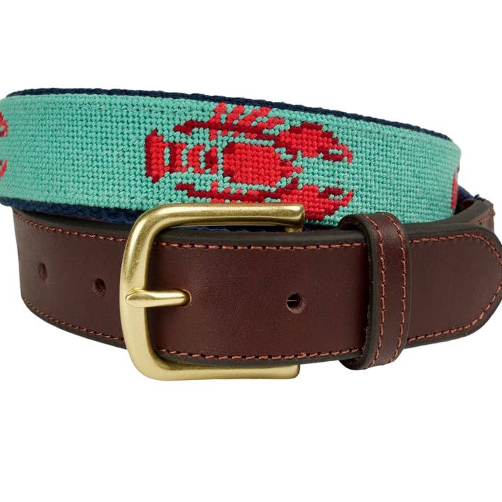 Lobster Needlepoint Canvas Belt for wholesale by Needle Golf