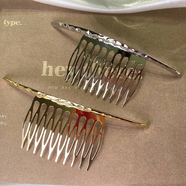 Metallic hair barrette,Hair Comb,Hair Slide,Gold,Silver for wholesale by LadyJuneAccessories