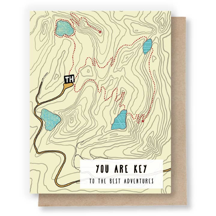 You Are Key to the Best Adventures (Topo Map) Note Card for wholesale by Sweet Pea Cole