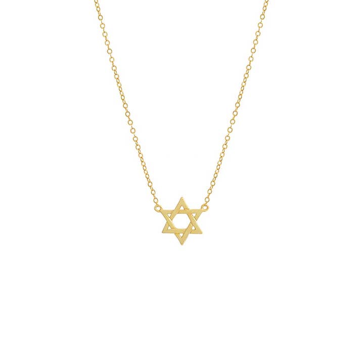 Gold Plated Sterling Silver Star of David Necklace Women for wholesale on Faire