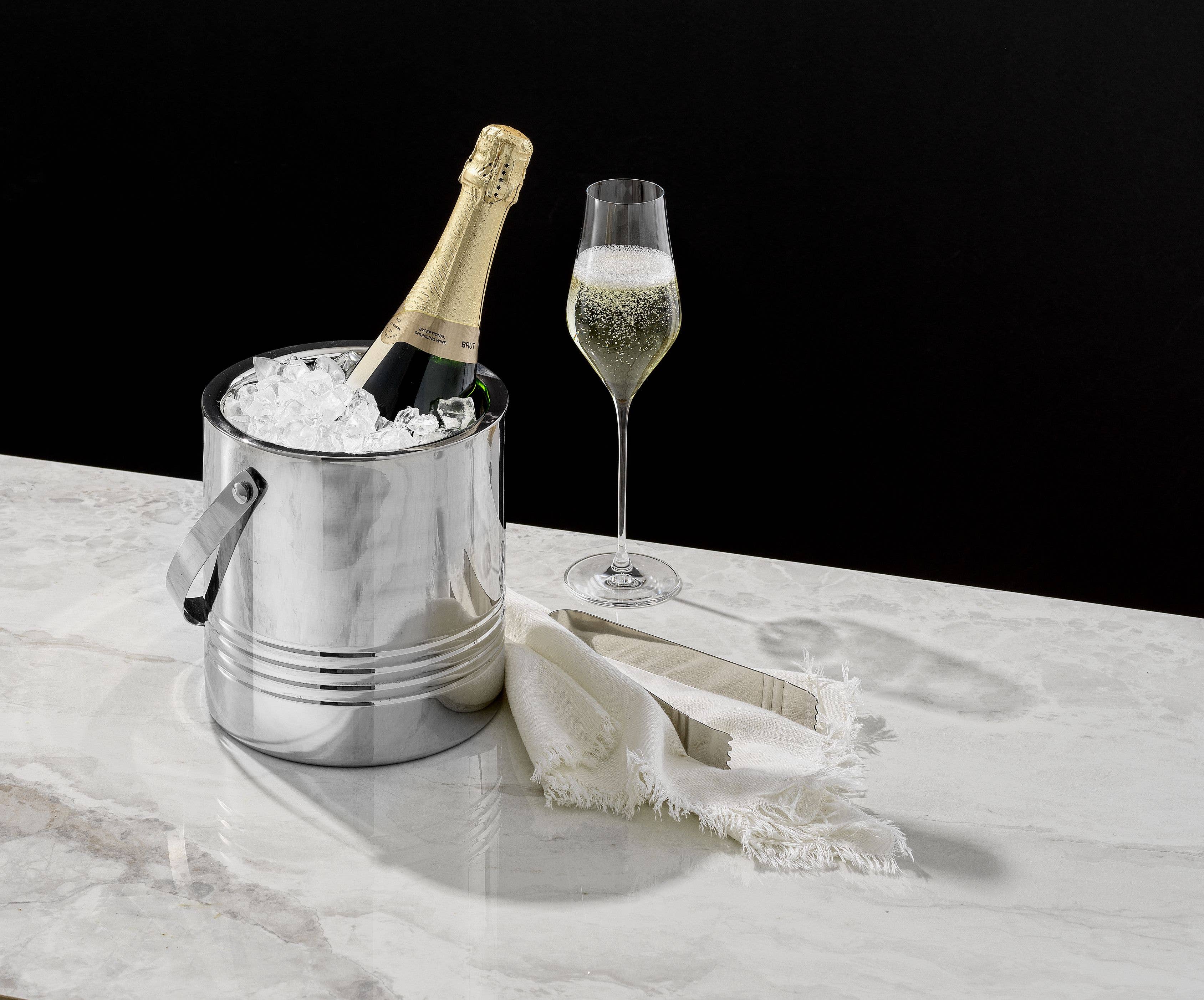 JoyJolt - Wholesale Ice Bucket - Metal Double Wall Ice Bucket with Ice Tongs and Strainer3